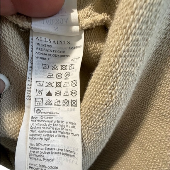 All Saints Xondo Cream Long Sleeve Zip-Up Hoodie Dress Sz Small - Picture 13 of 13